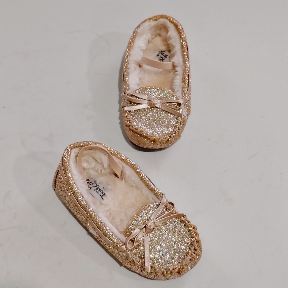 Self Esteem Kids Sparkle Moccasin Slippers - Rose Gold Size 8